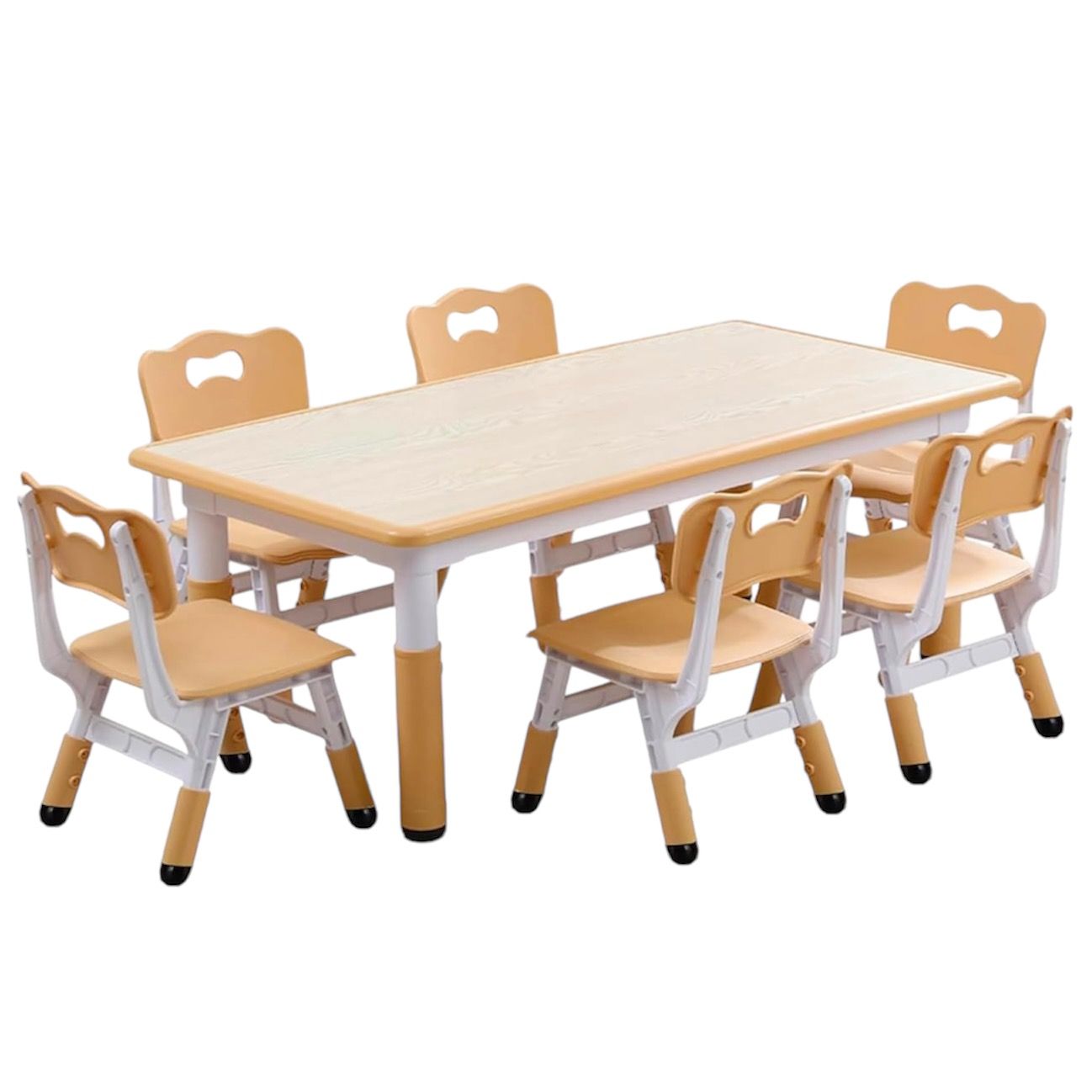 Kids Table and 6 Chairs Adjustable Height