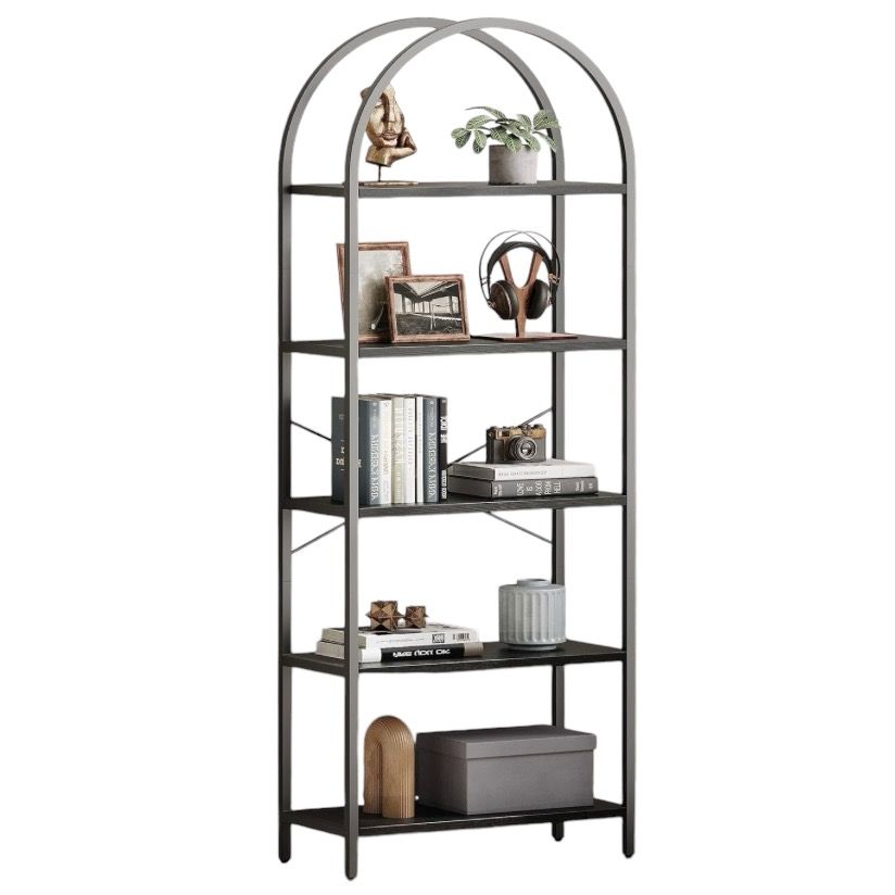 5 Tier Arched Bookcase, Black
