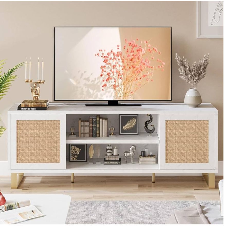 Rattan TV stand entertainment console