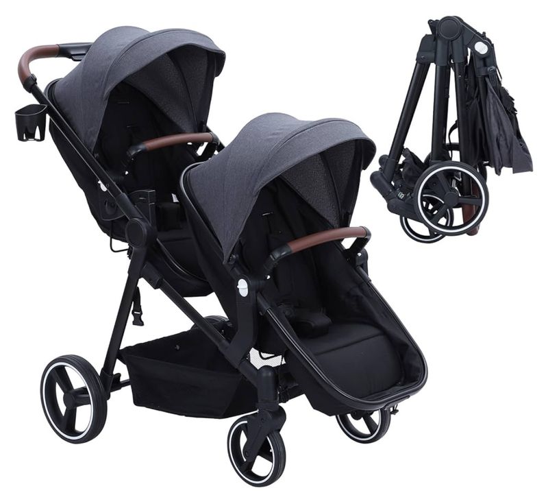 Double stroller for infants and toddlers convertible