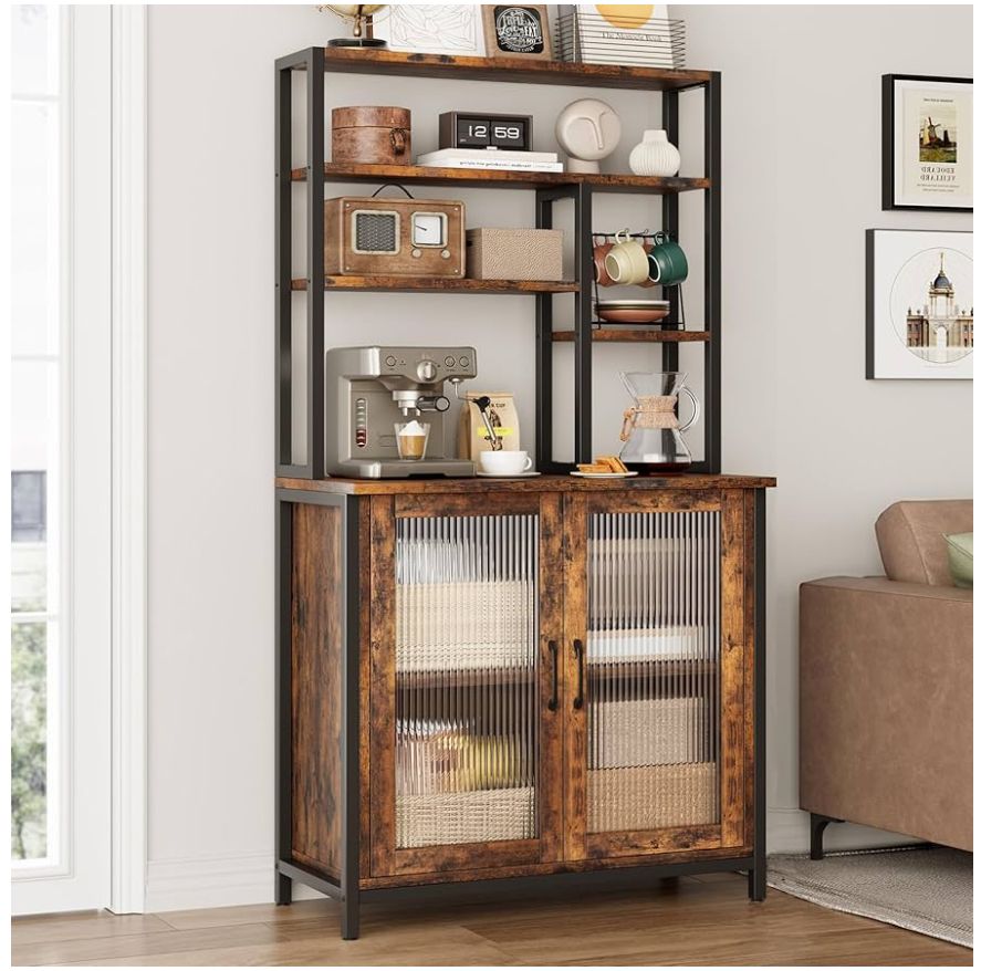 Bakers rack with cabinets