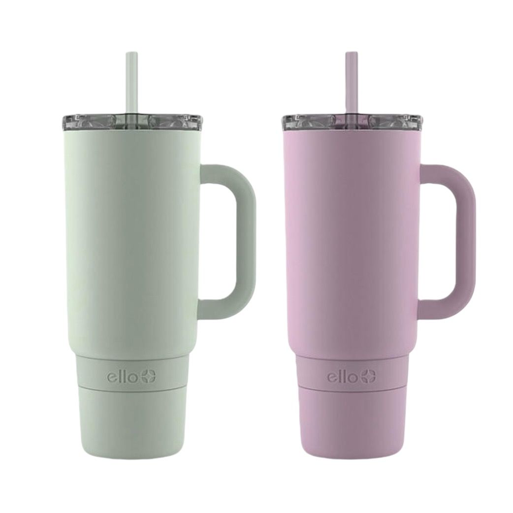 Ello Port 40-oz. Stainless Steel Tumbler with Handle, Sage and Mauve, 2 pk