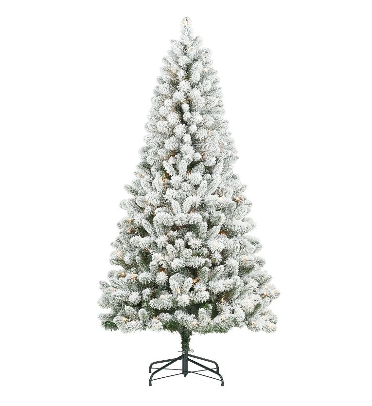 6.5 ft flocked pre lit Christmas tree