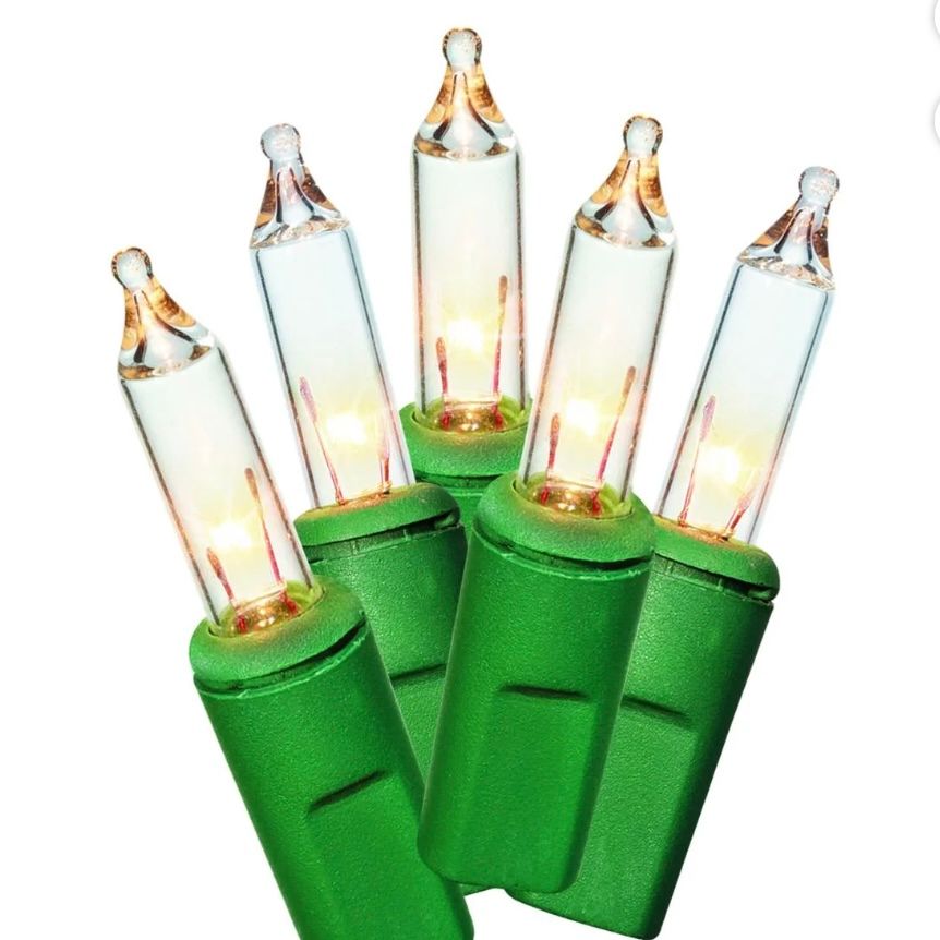 300-Count Clear Incandescent Mini Christmas Lights with Green Wire, 62.5, Holiday Time