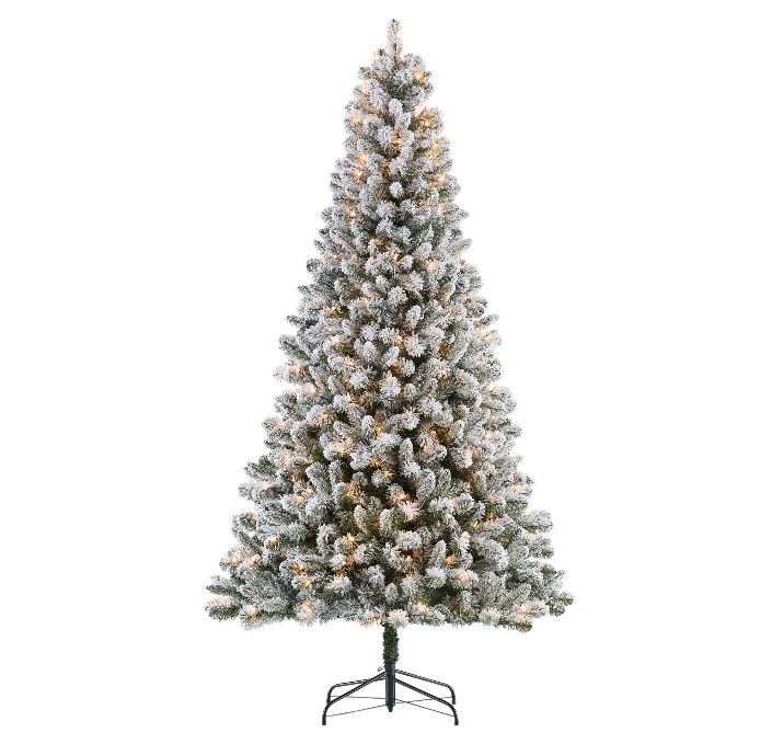 7.5 ft flocked pre lit Christmas tree