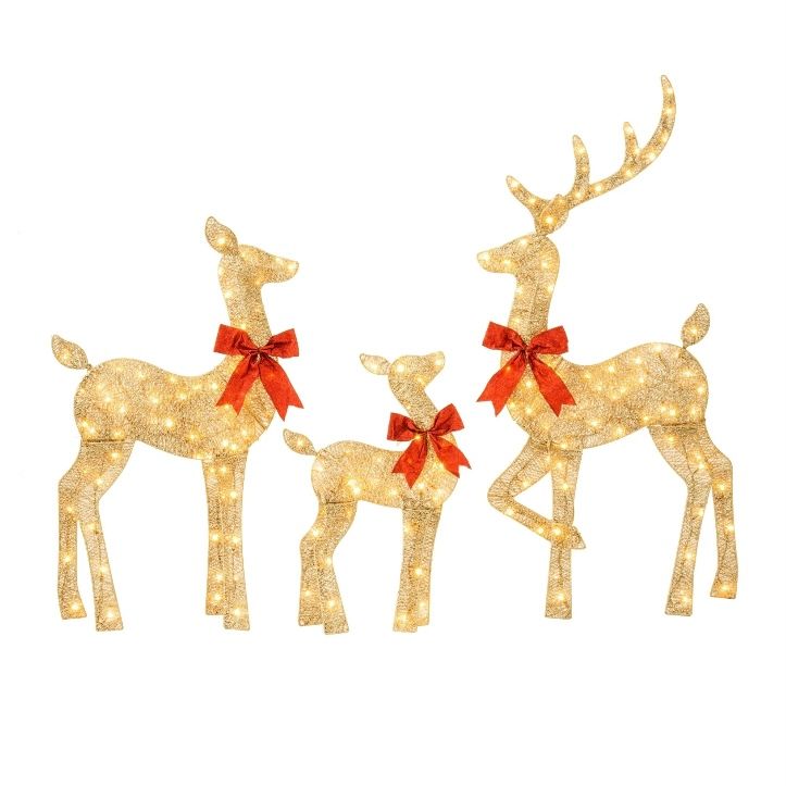 Jingle Joy 4ft Compact Elegance 2D 3-Piece Deer Family
