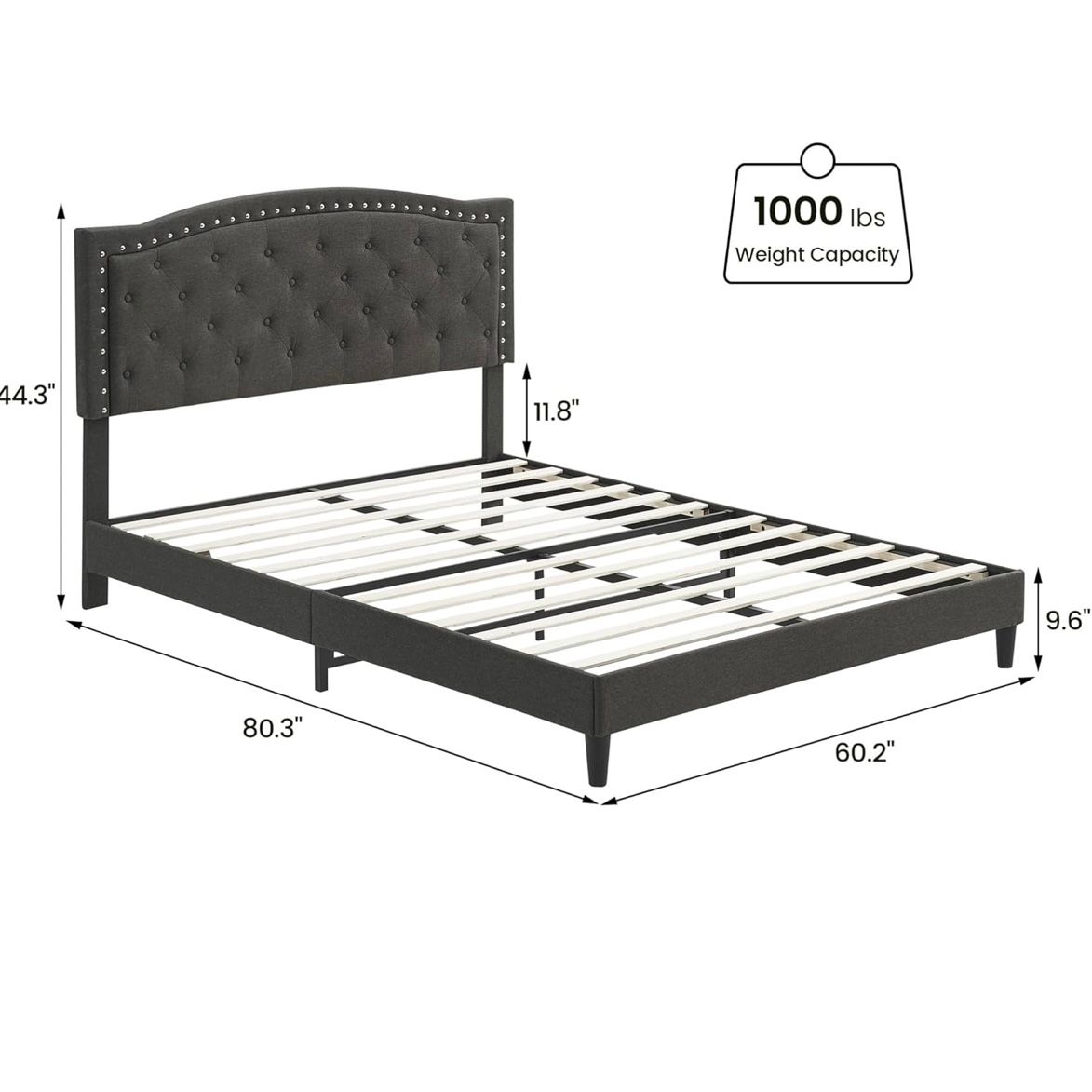 Queen platform bed frame W/ headboard