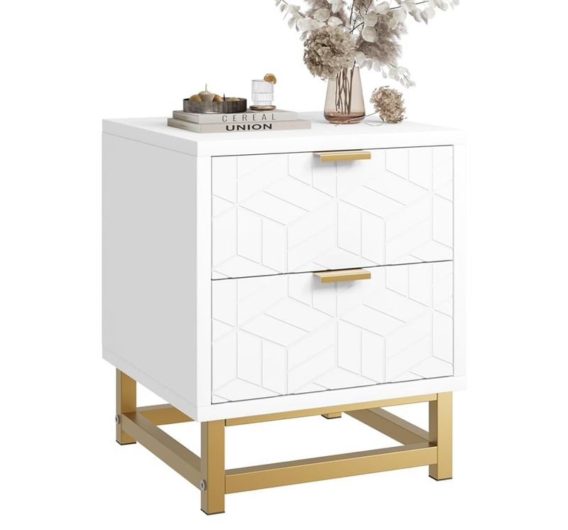 Modern White end table nightstand