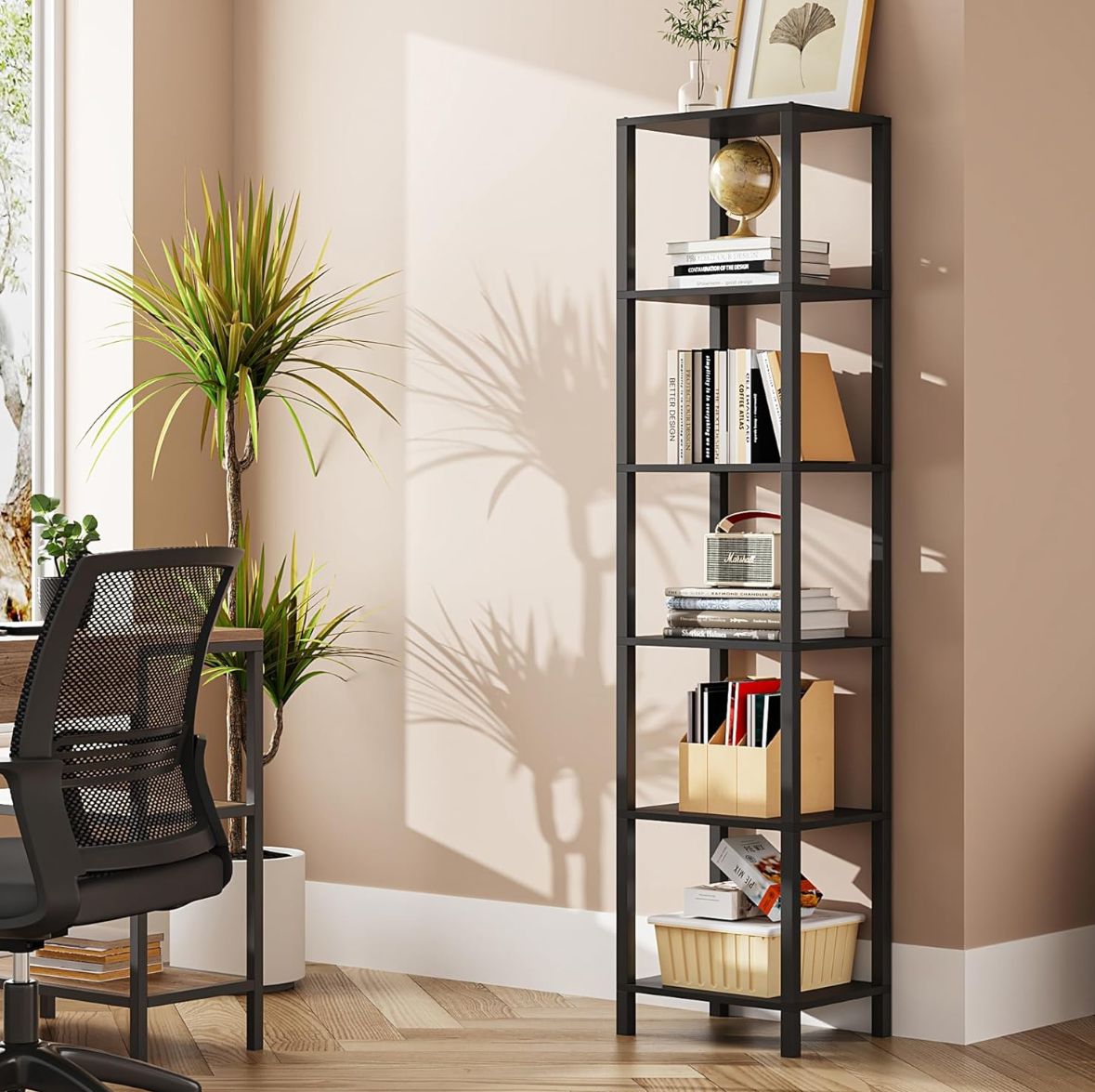 6 shelf tall square book shelf