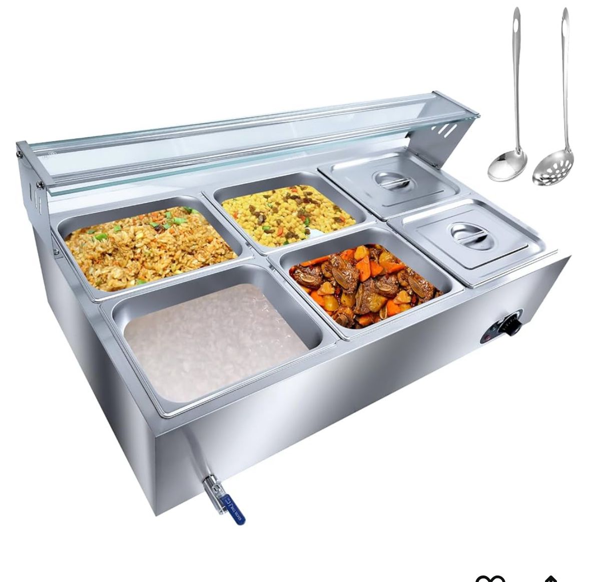 6 pan commercial electric food warmer