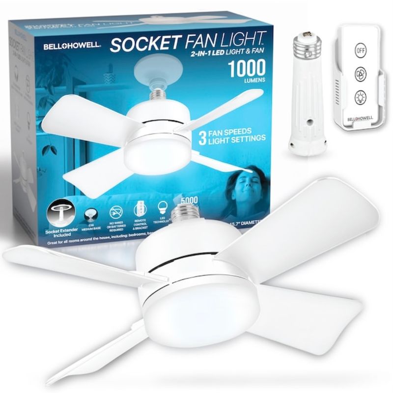 Socket Fan with Light 15 inch Fan 1000 Lumens