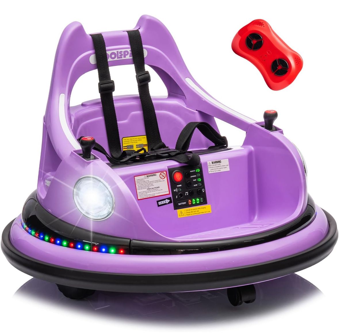 12v toddler ride on bumper car W/ parental controller purple