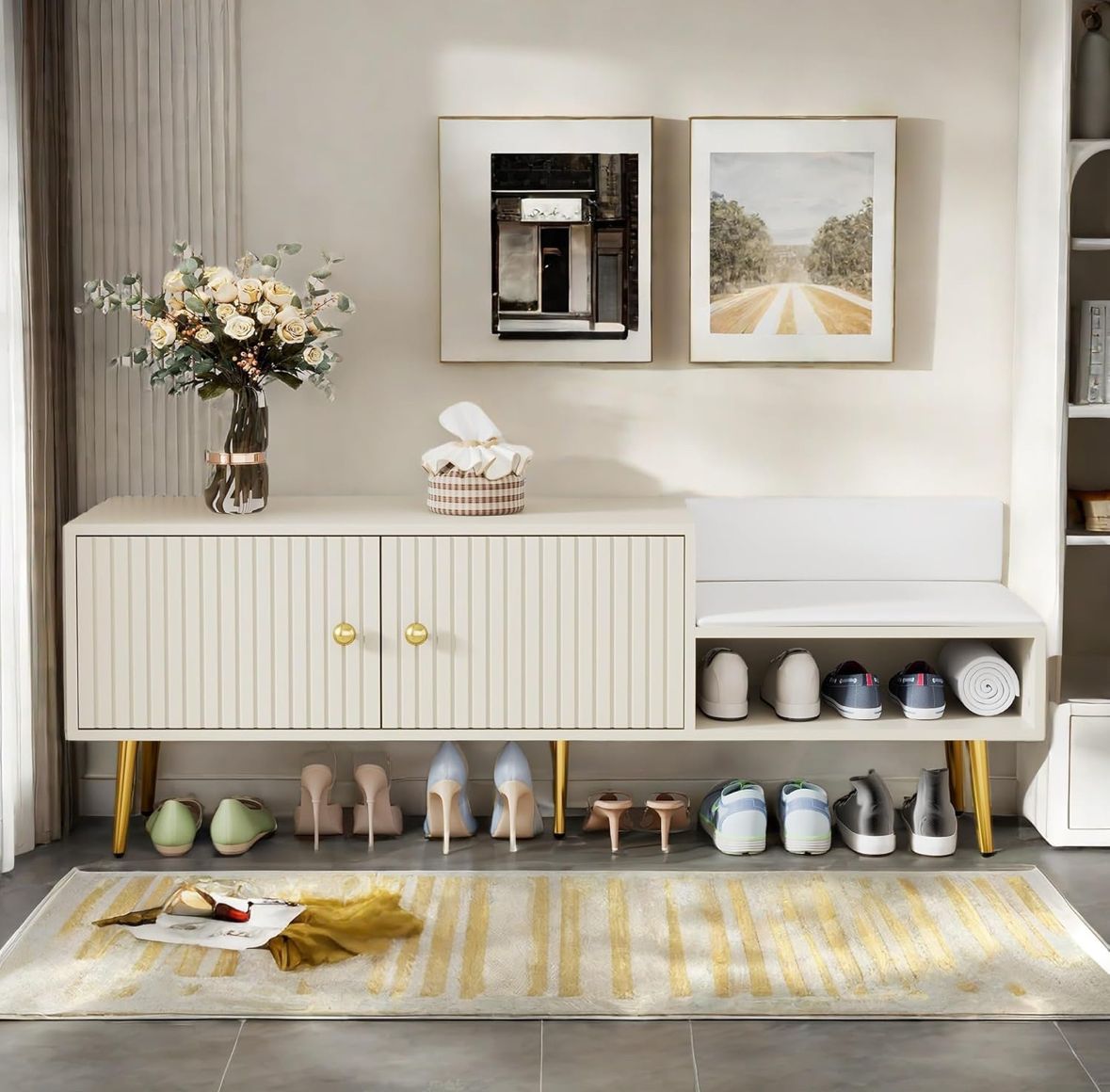 Modern shoe storage bench
