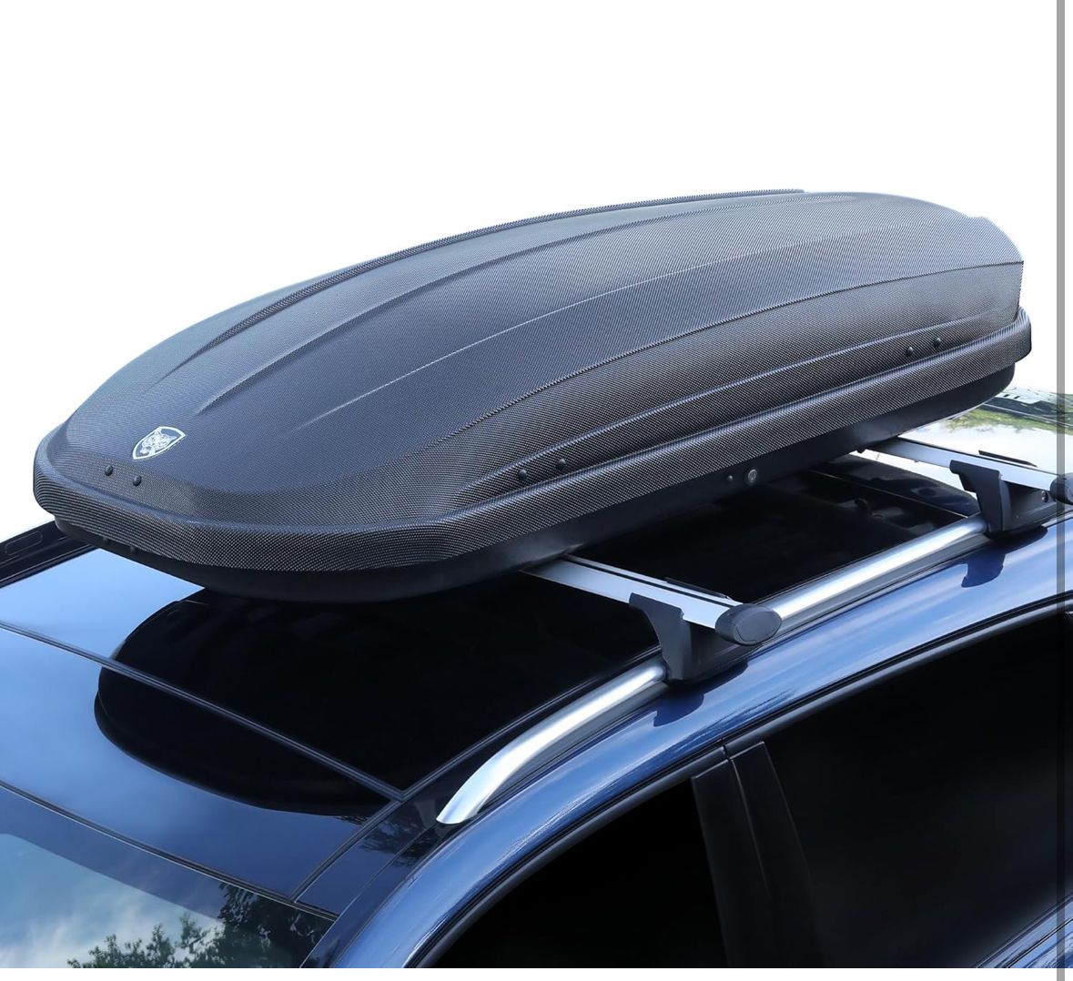 Dual side hard shell rooftop cargo box