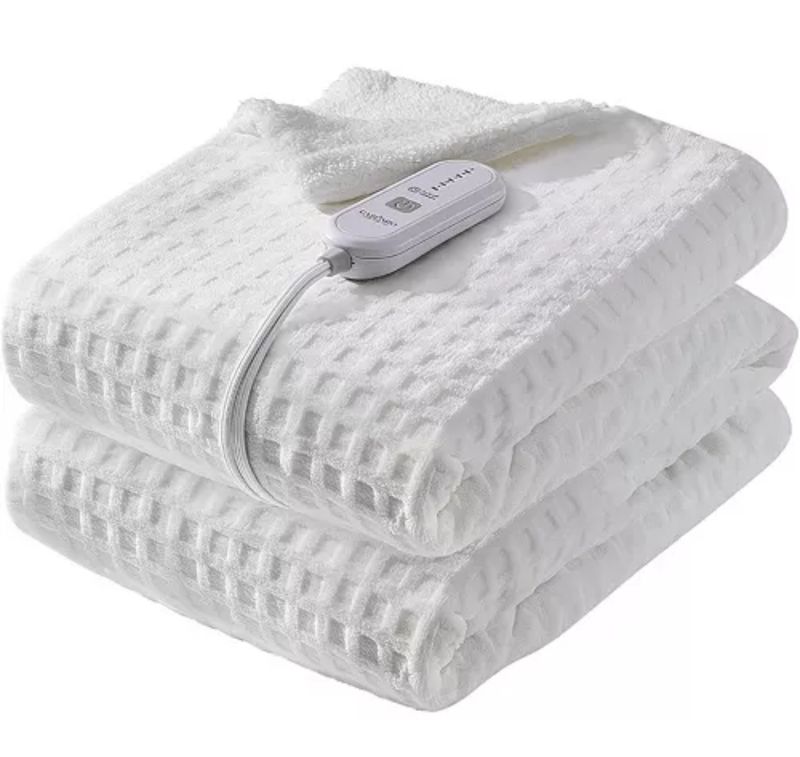 Caromio white heated throw