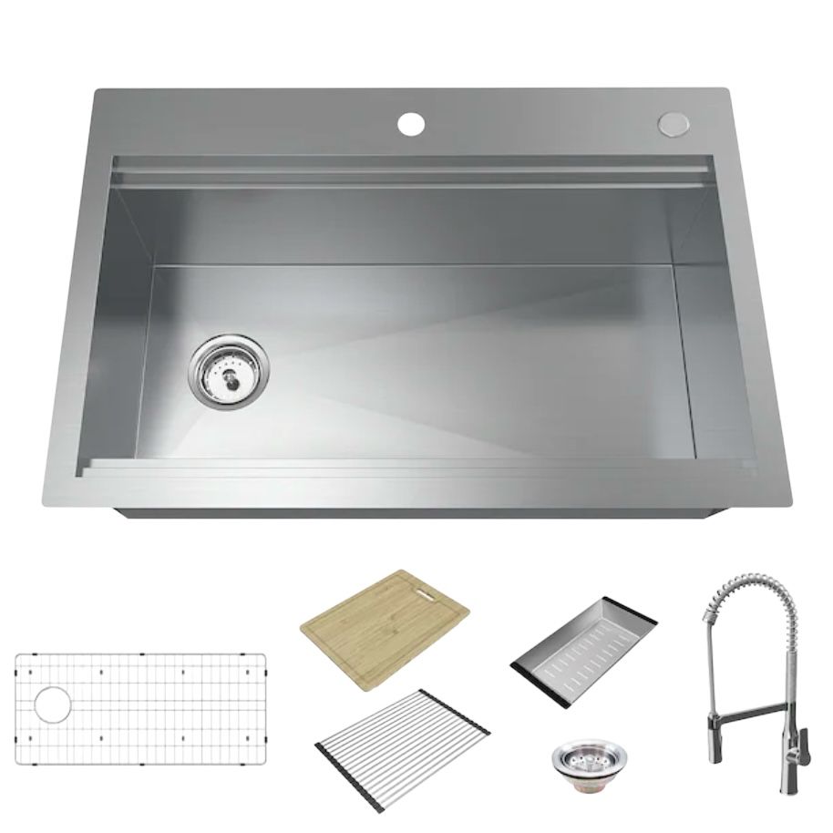 A+R 33”x22” Dual Mount Stainless Steel Kitchen Sink