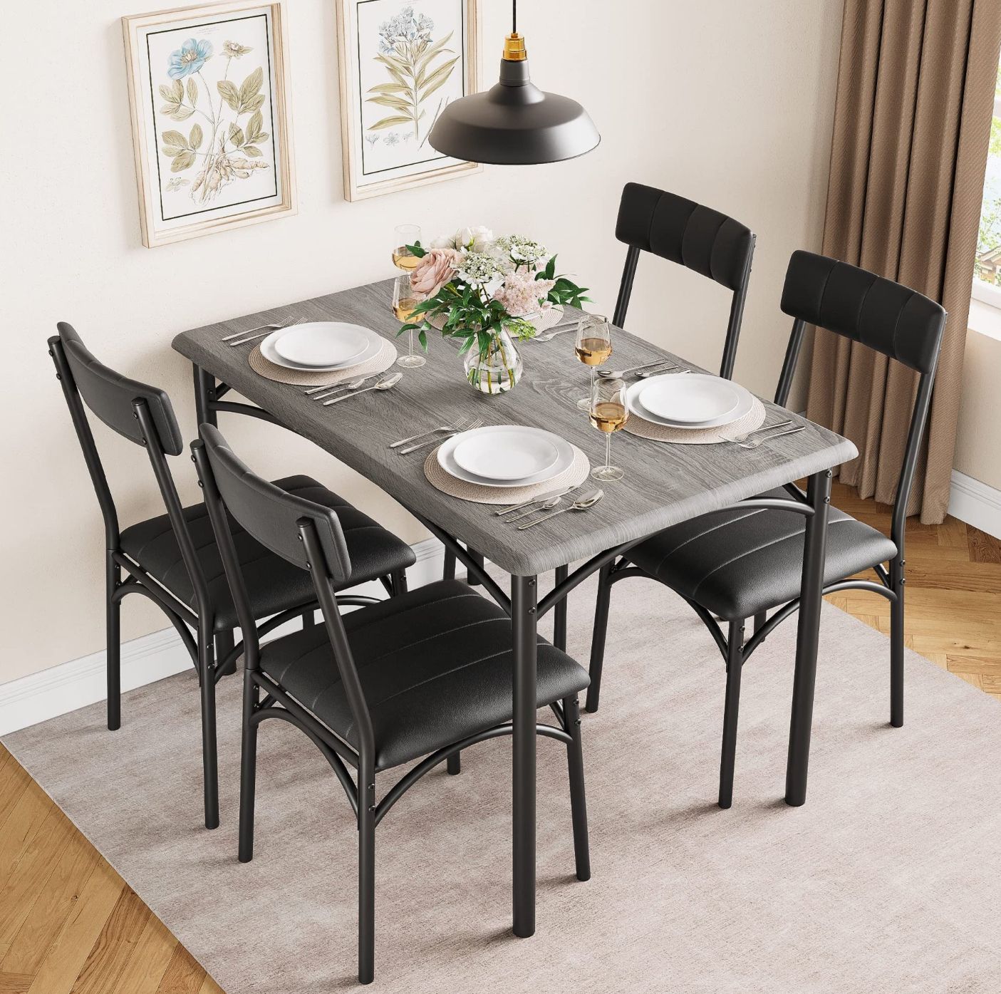 Dining table W/ 4 chairs gray