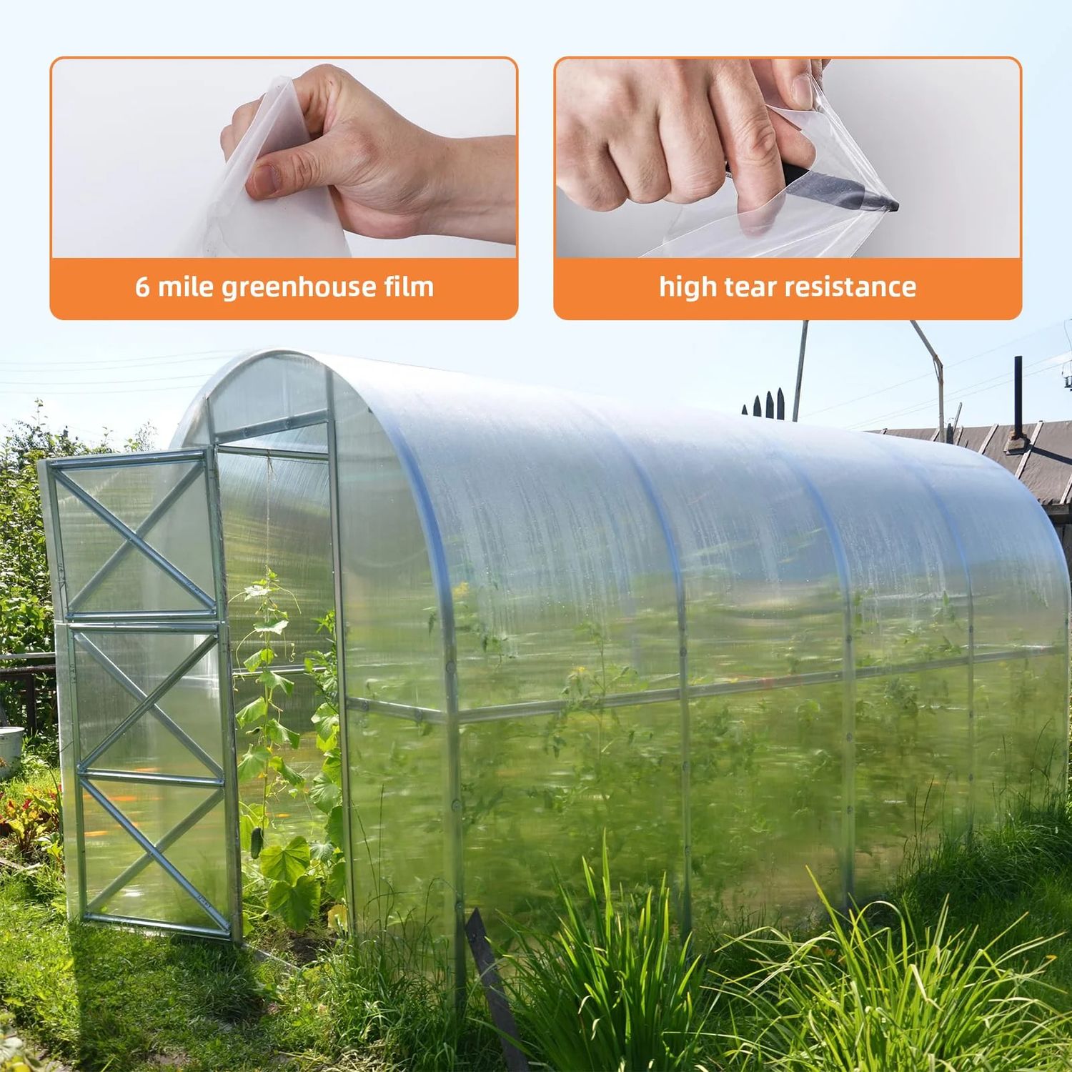10ft x 25ft Greenhouse Film, UV Resistant Plastic Sheeting