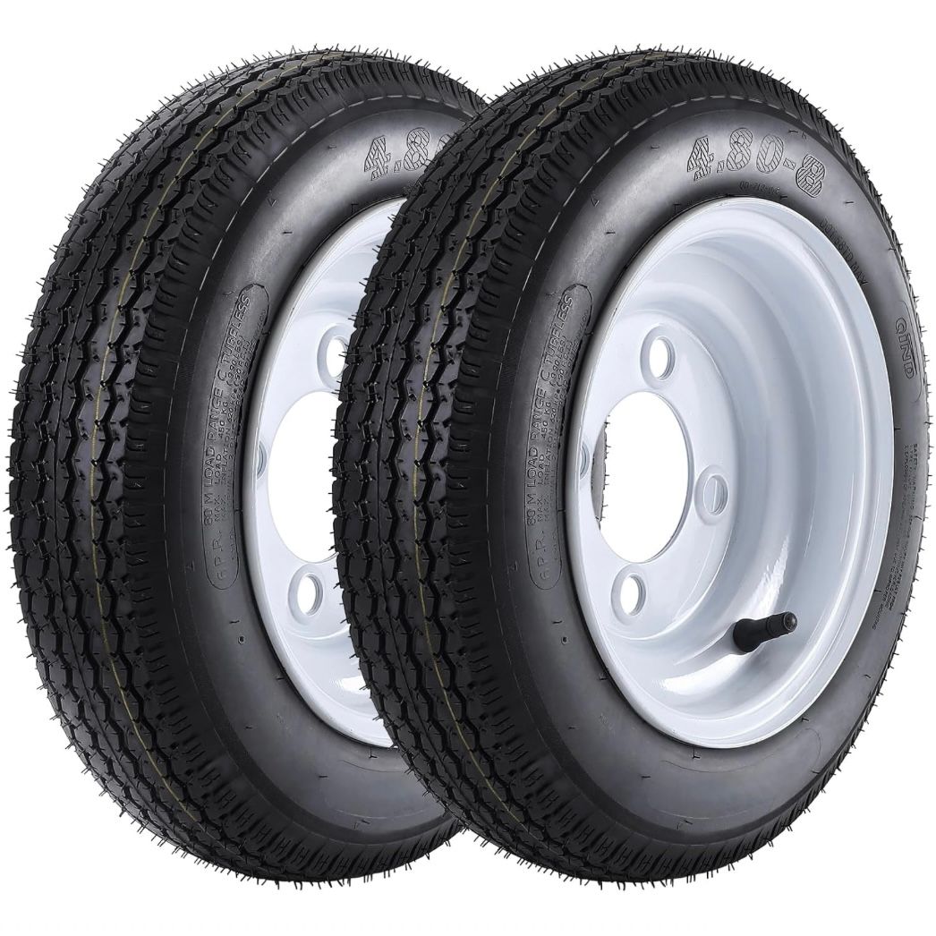 2 Pack 4.80-8 Trailer Tires and Rims