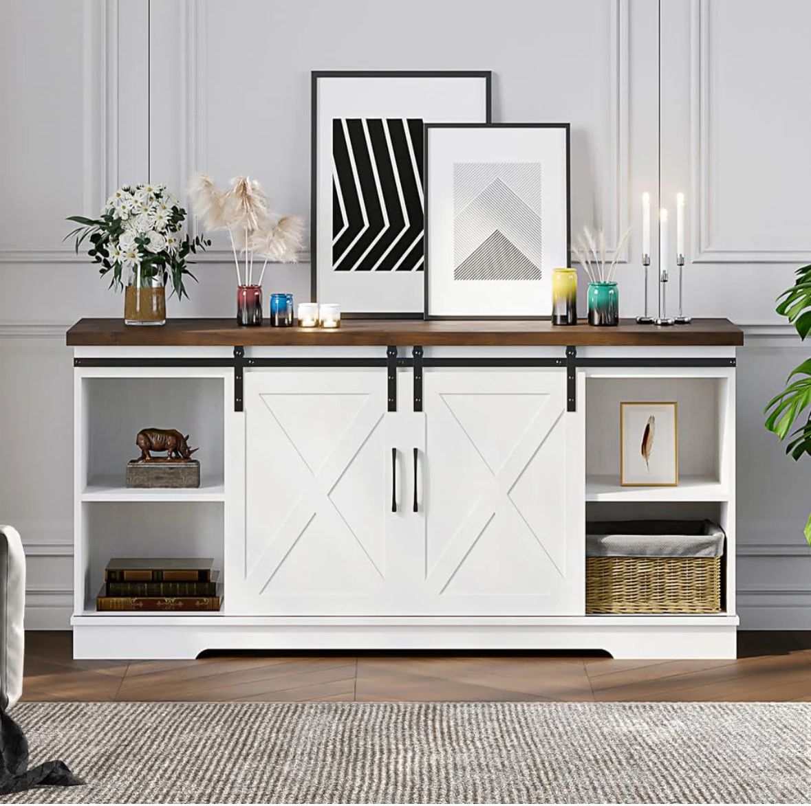 59in farmhouse tv console stand