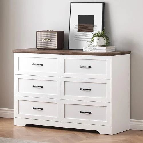 Wood Dresser with 6 Drawers