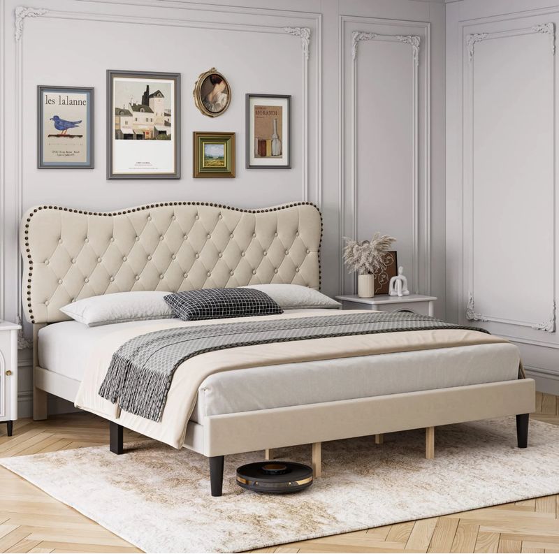 Full size bed frame with headboard