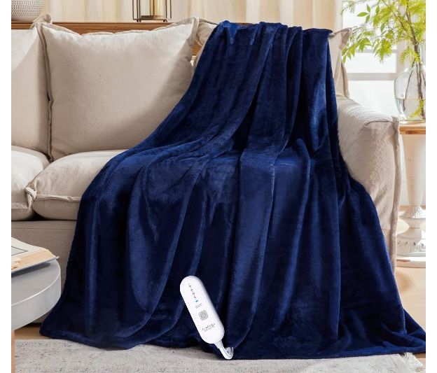 Heated throw blue 52 x 62