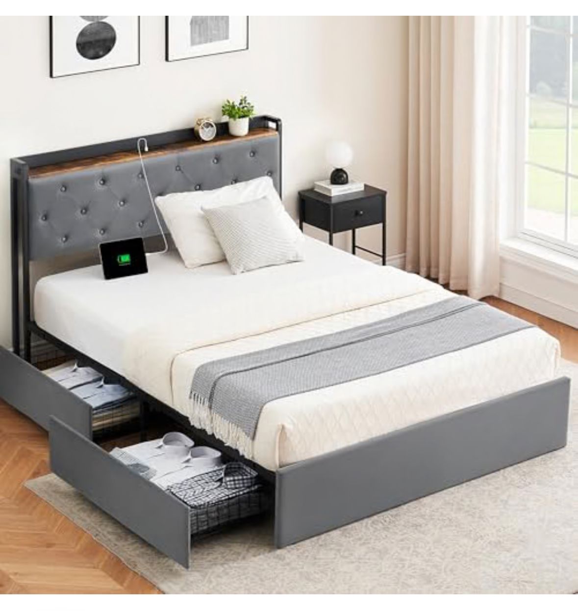 FULL size bed frame with drawers