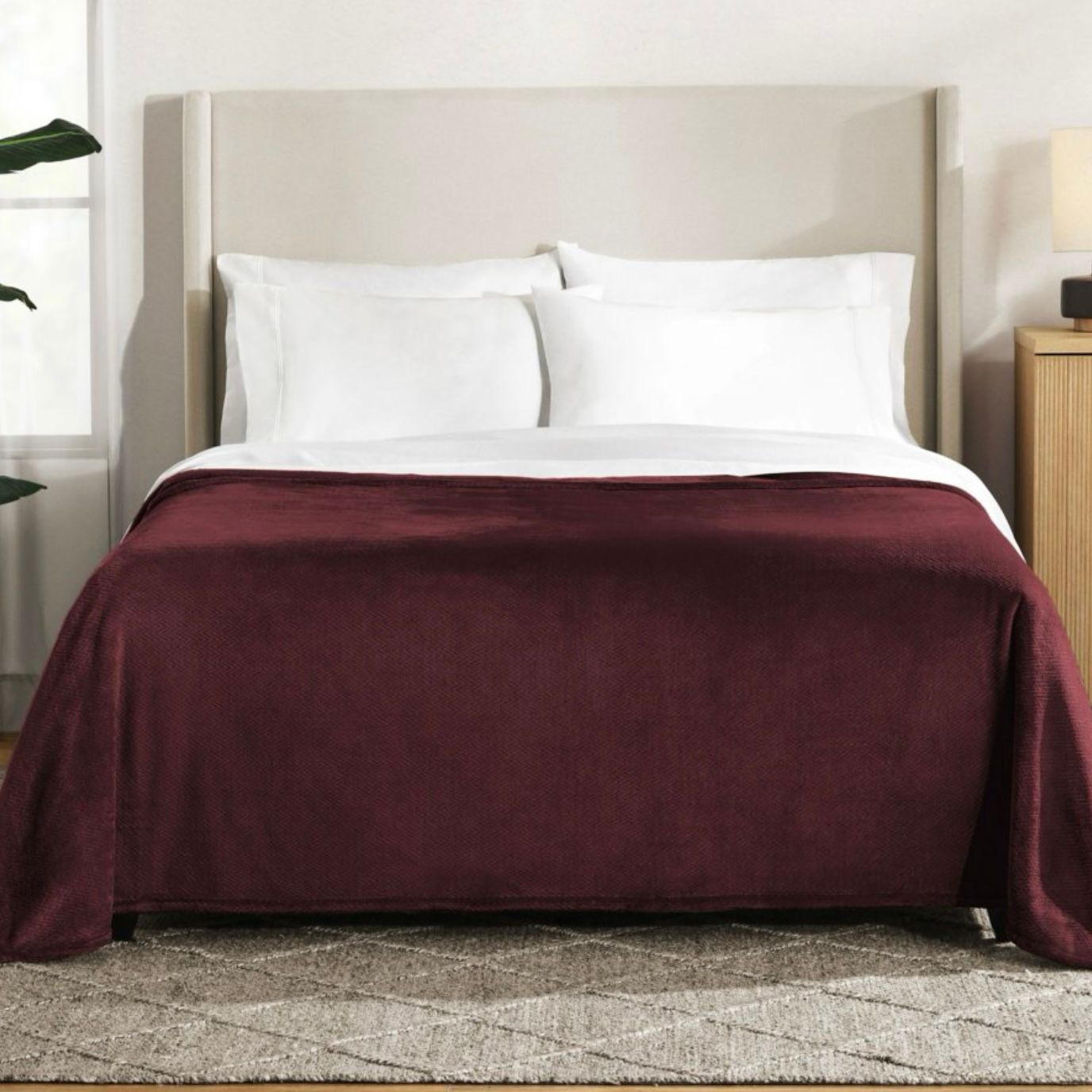 Red Throw Blanket 106 x 94 fits king or queen