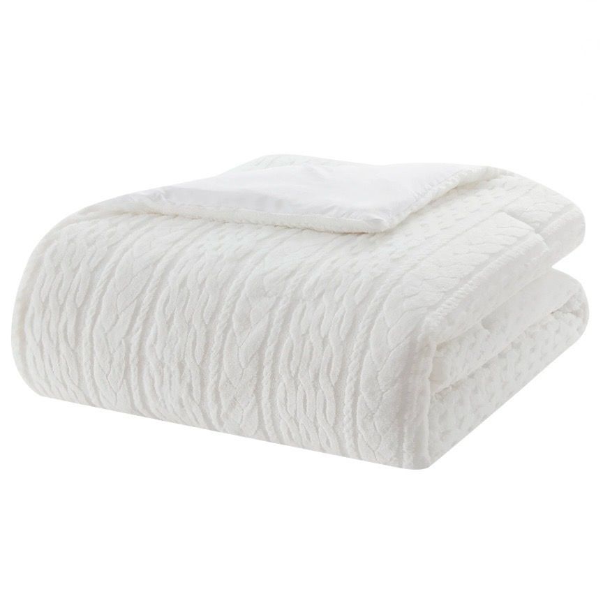 Fur White Faux Rabbit Fur Comforter Set, Full/Queen