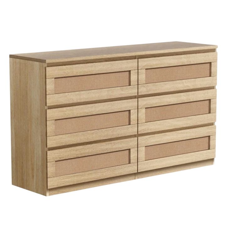 6 Drawer Rattan Dresser