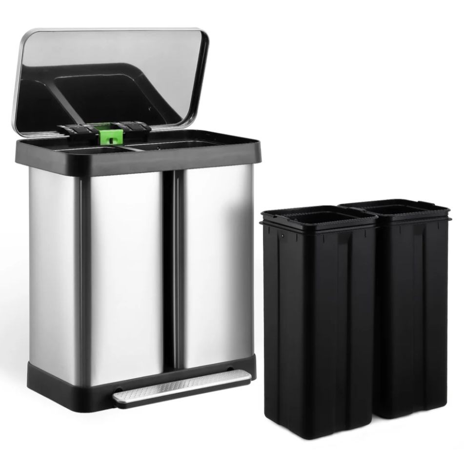 19 Gallon Dual Trash Can Step Lid