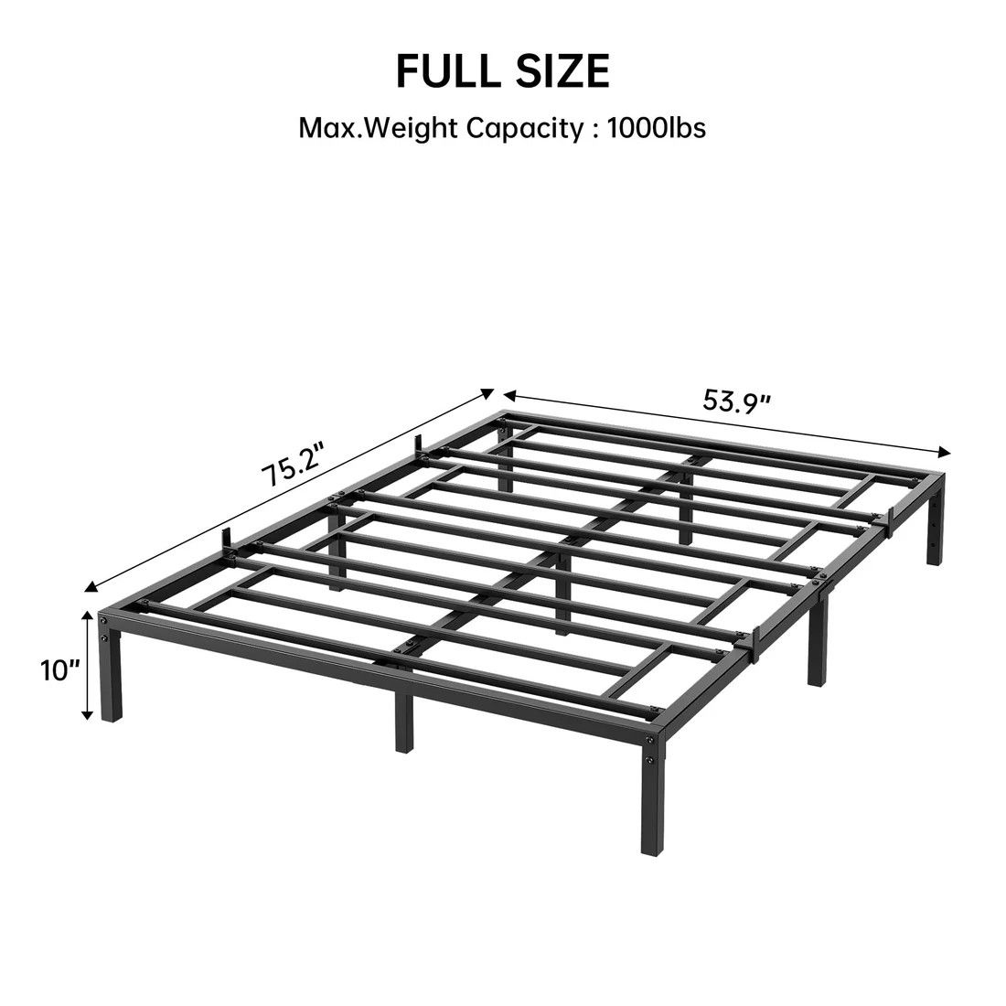 12 Inch Full Bed Frame No Box Spring Needed, Heavy Duty Metal