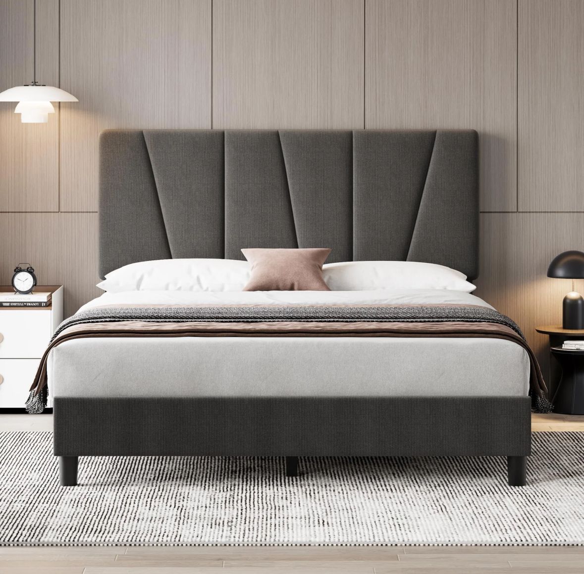 FULL SIZE bed frame W/ headboard - gray