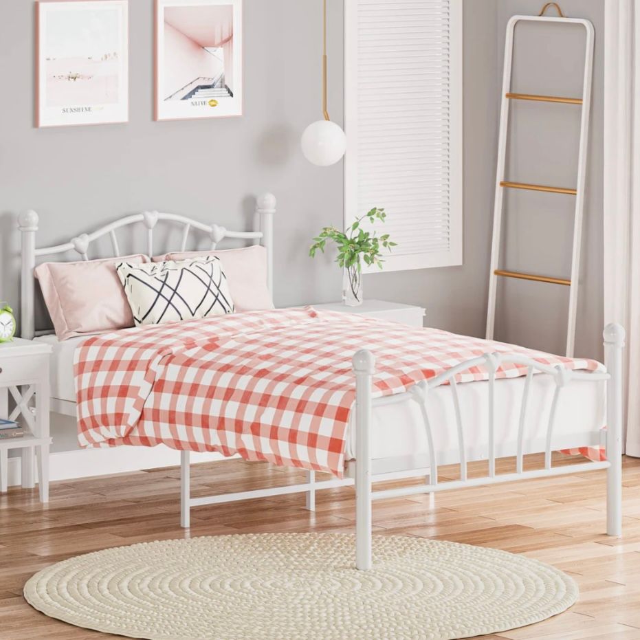 Twin Metal Bed Frame, White