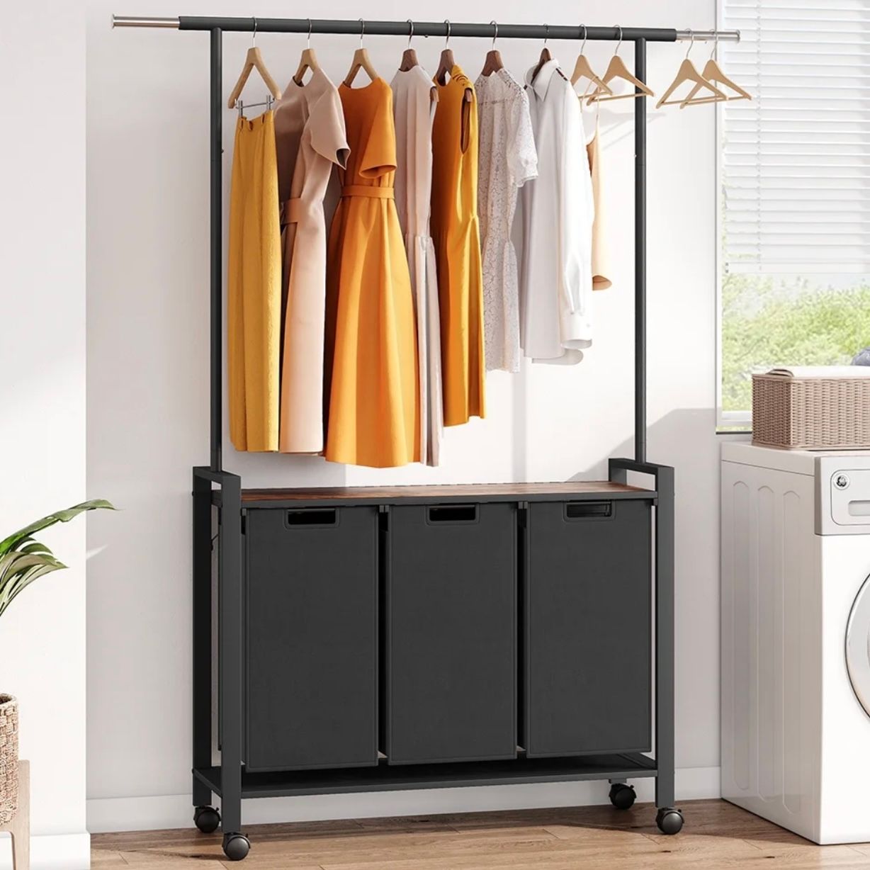 3 Section Laundry Storage Cart