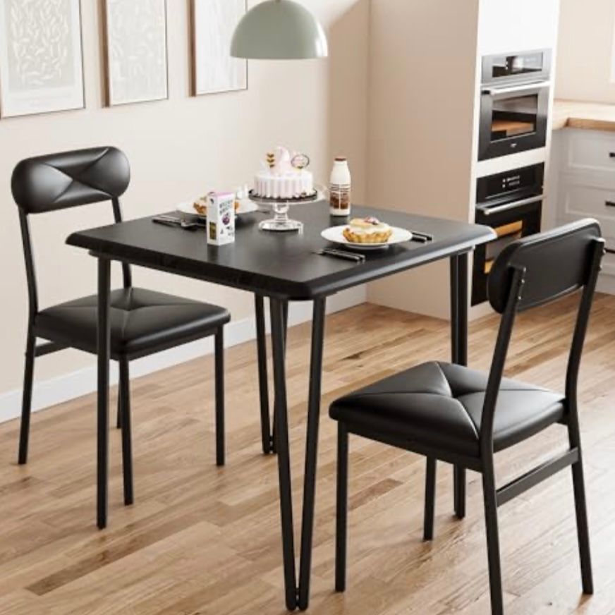 Black Dining Table with 2 Chairs