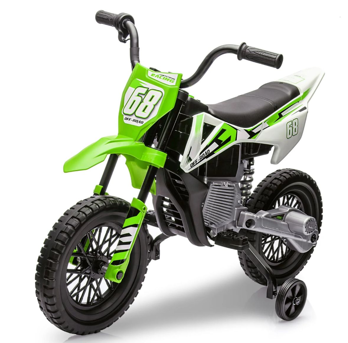 12v electric dirt bike W/ training wheels - GREEN