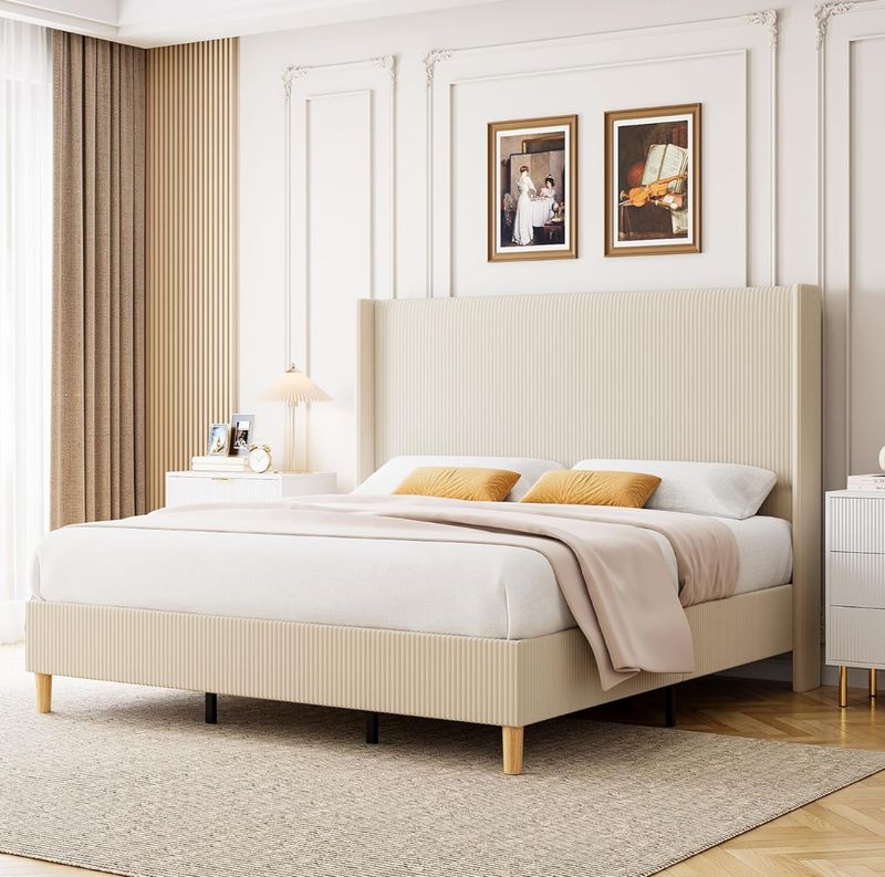 King size platform bed - cream