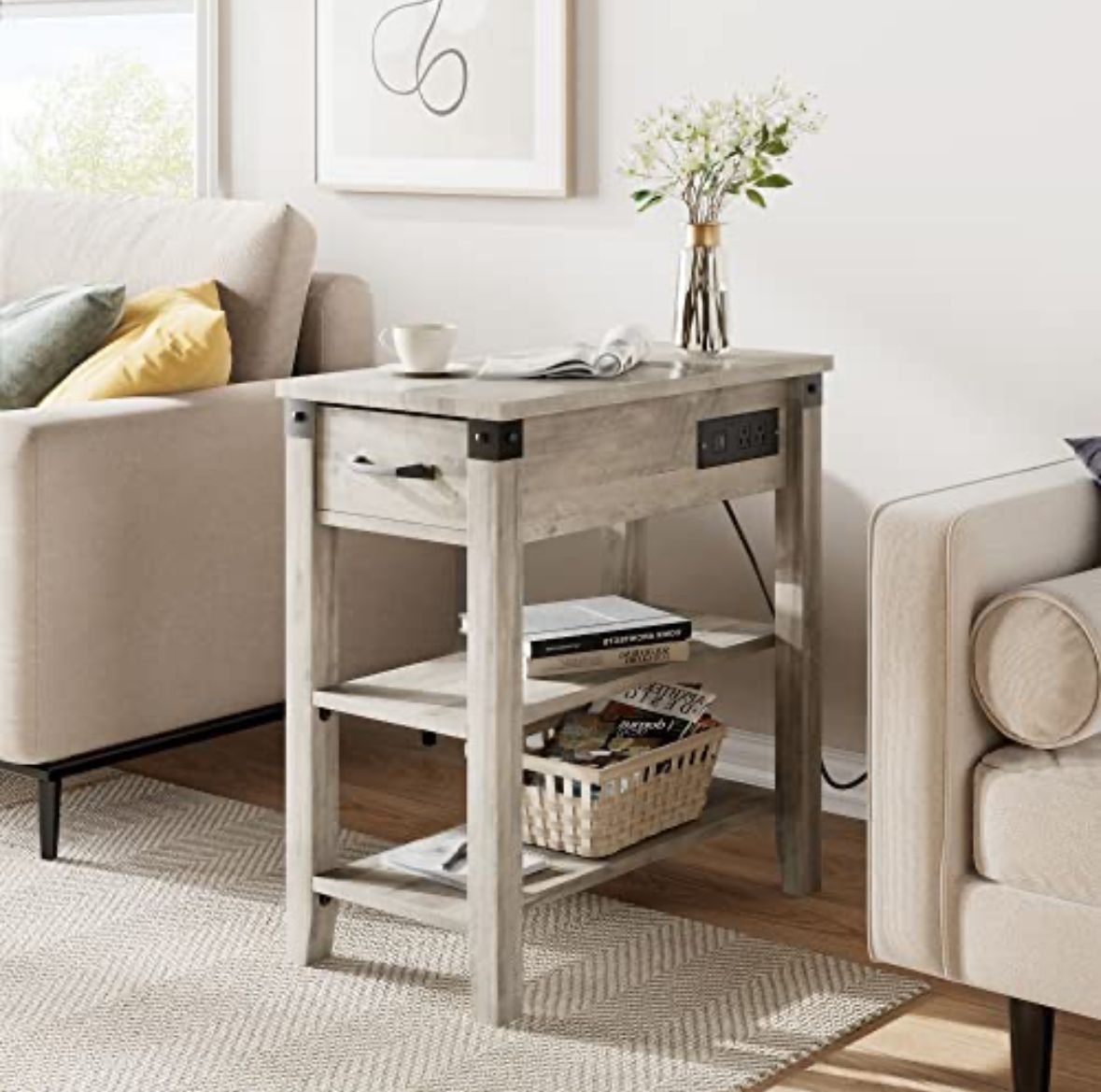 End table with charging station