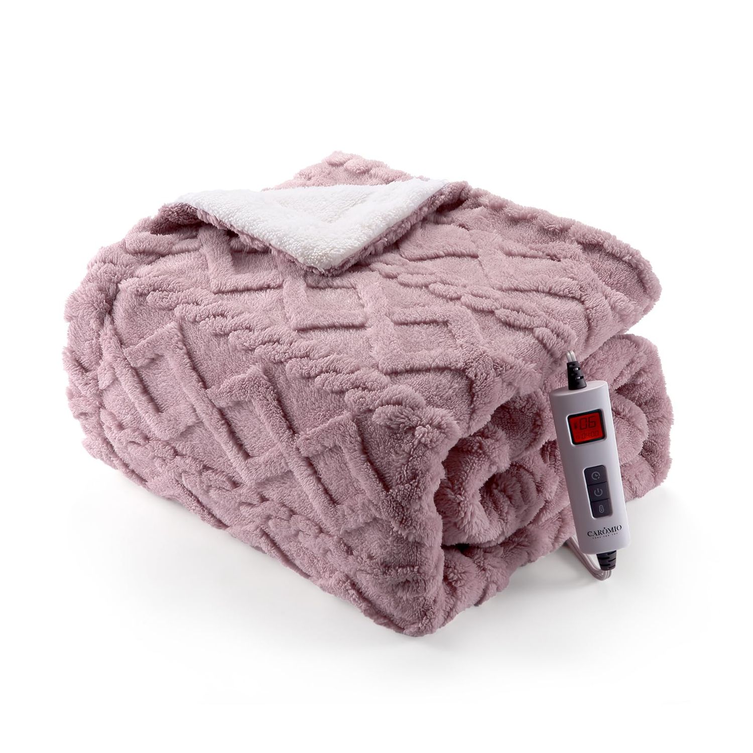 Electric Blanket Full Size - Thick Tufted Sherpa Heated Blanket Pink