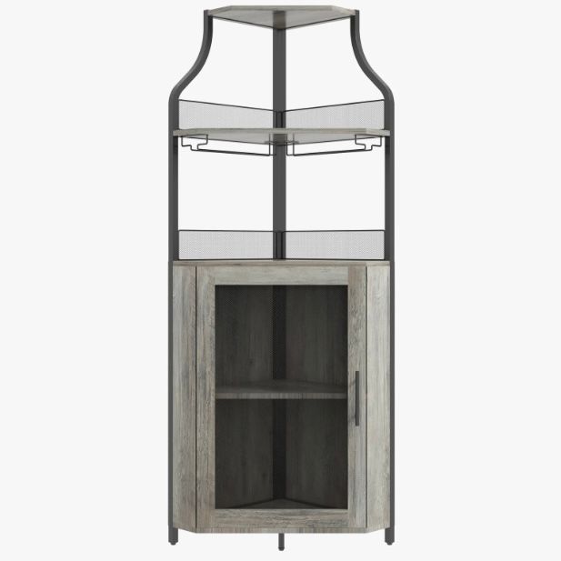 Corner Bar Cabinet with Wine Rack