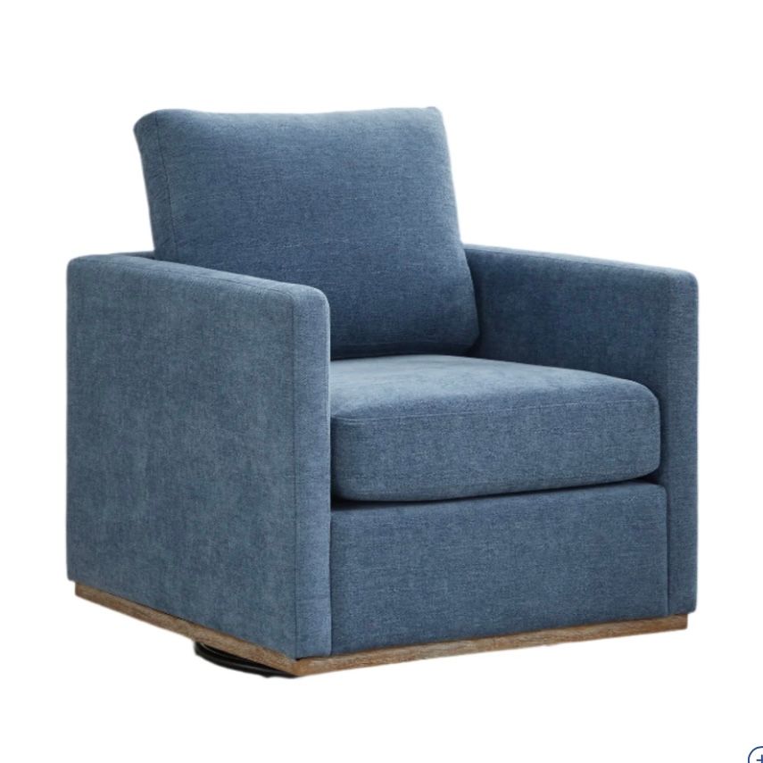 Upholstered Swivel Chair, Blue