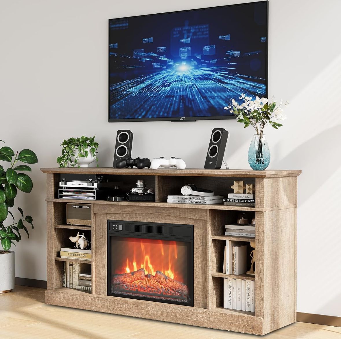 58” fireplace tv stand