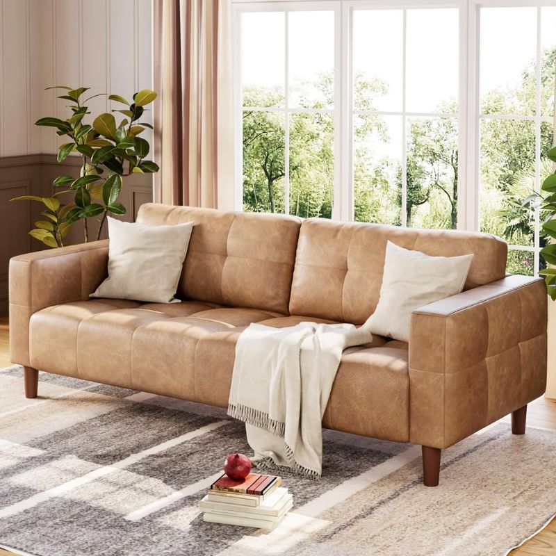 83.1 Inches Faux Leather Sofa Couch