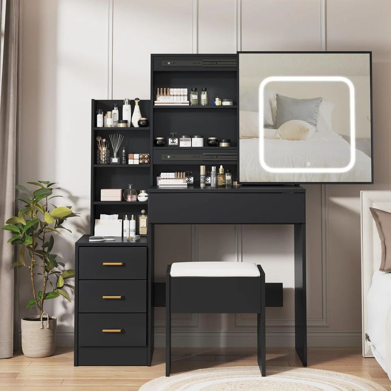 Vanity Desk with Mirror and LED Lights