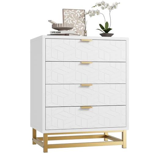 4 Drawer Bedroom Dresser, White