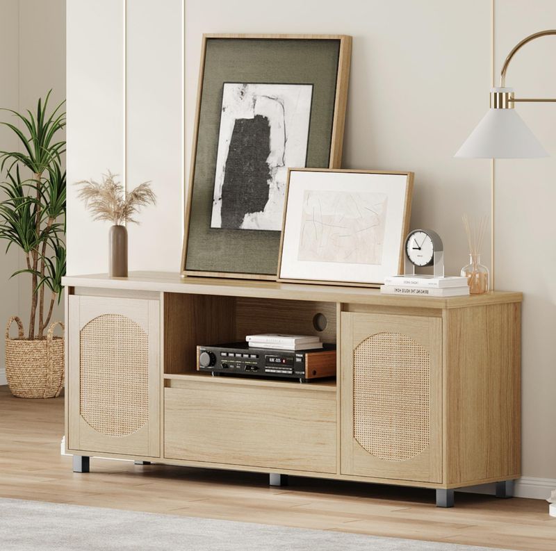 Rattan console tv stand