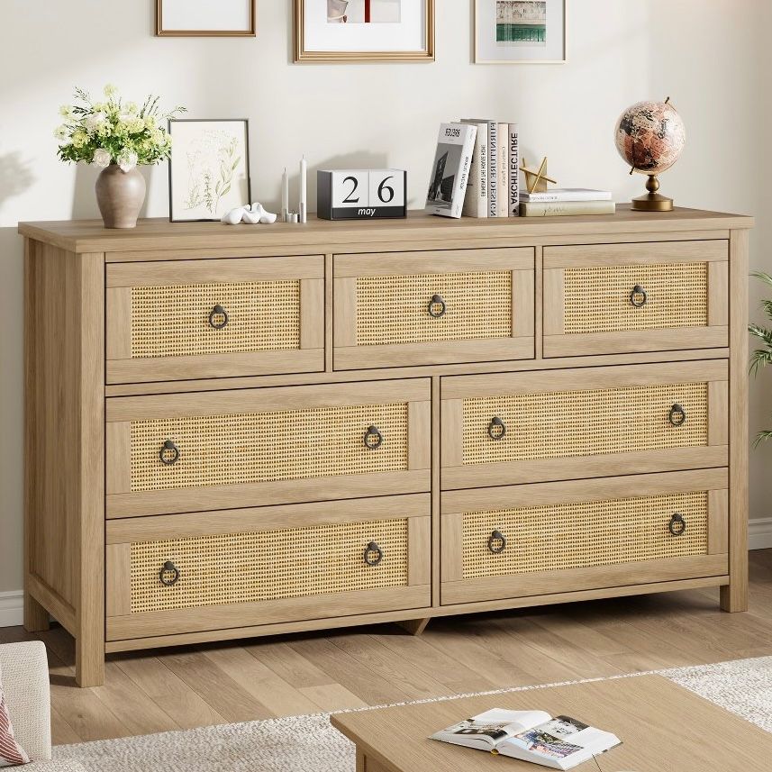 Rattan 7 Drawer Dresser