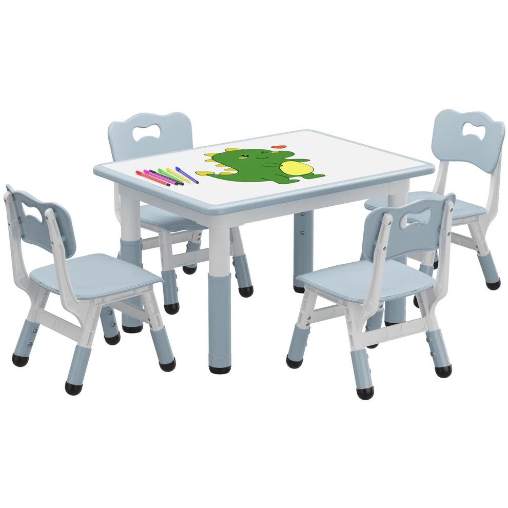 Kids Table and Chair Set, 32x24 Height Adjustable Toddler